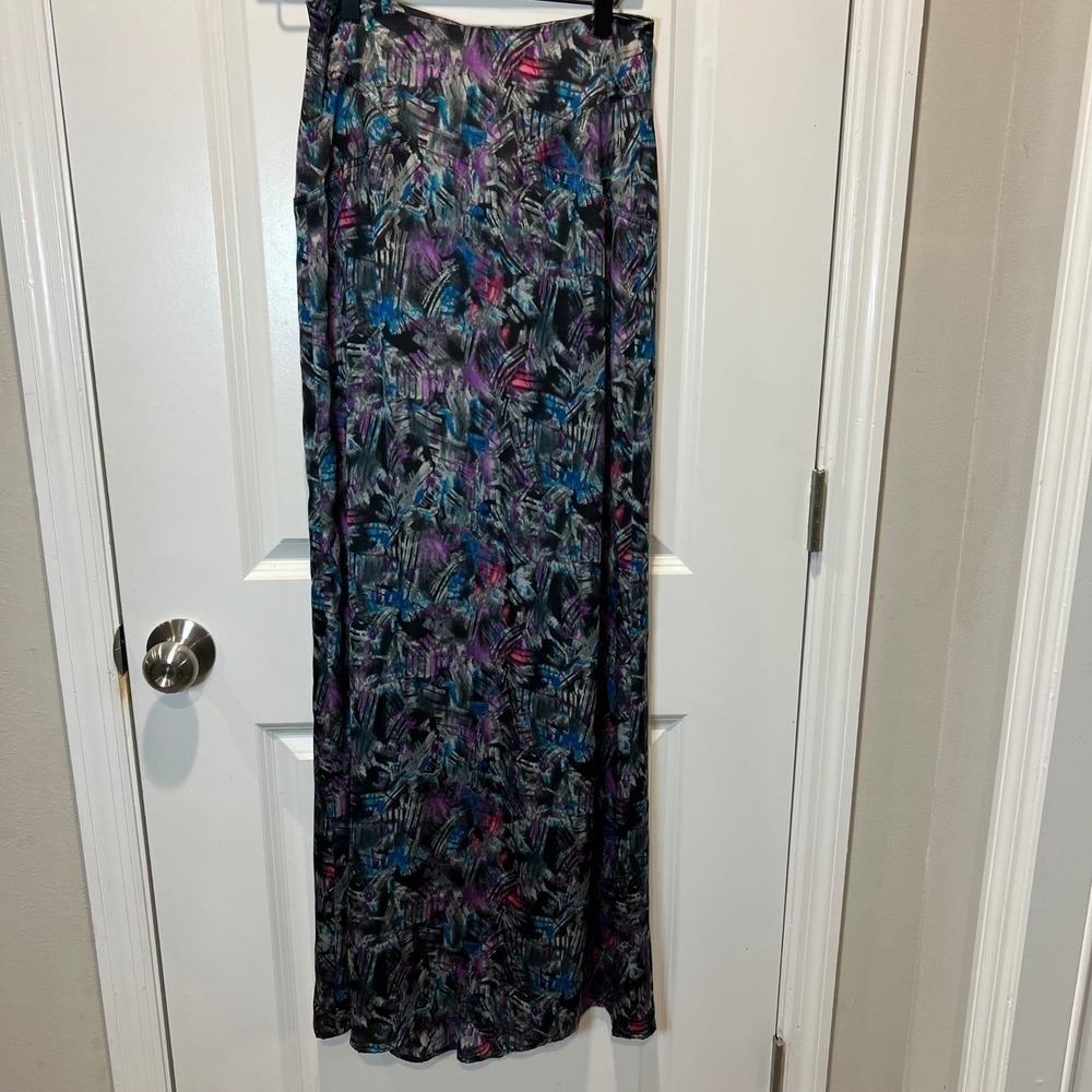 BCBGeneration Womens Maxi Skirt Abstract Brushstroke Print Multicolor Size 2